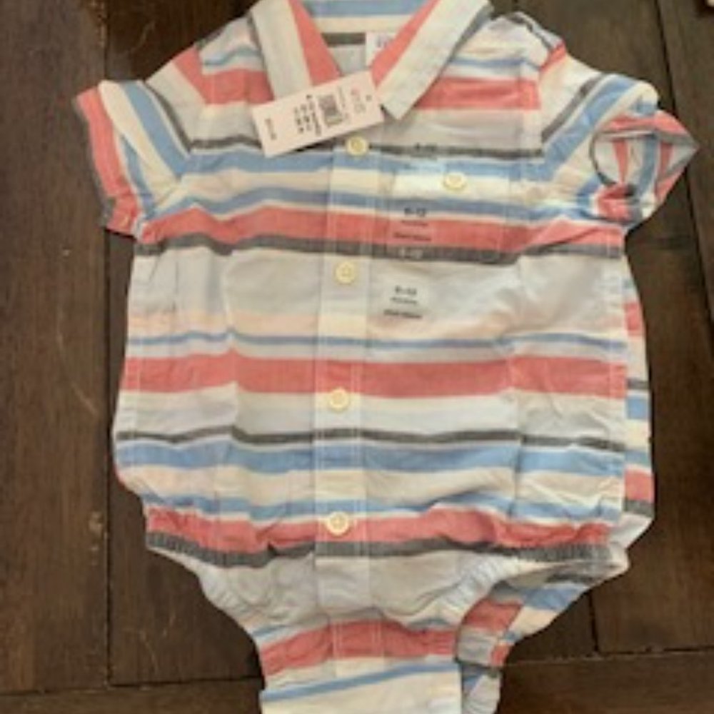 NEW Baby 6-12Mor 18-24M Plaid Shorty One-Piece Azure Pastel Colors Short Sleeves